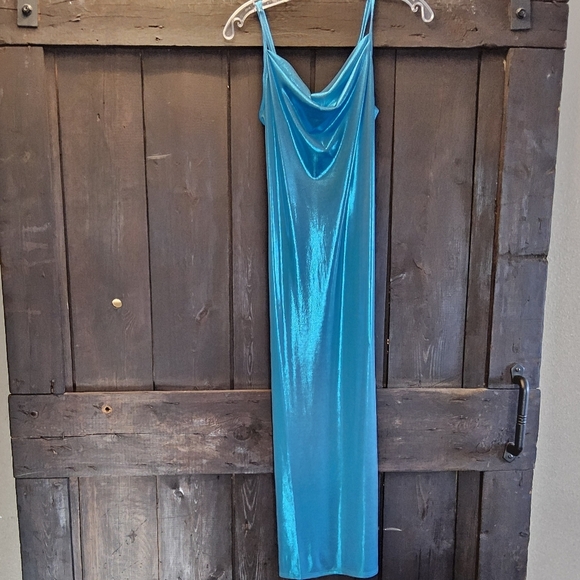Bebe Shimmering Blue Dress - Picture 1 of 4